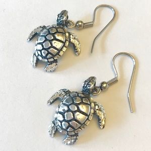 Handmade Sterling Silver Sea Turtle Earrings